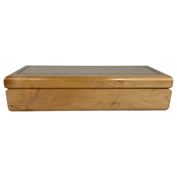 Hand Made Rectangle Wooden Jewelry Box Velvet Lining Hinged Lid Birdseye Maple - Picture 3 of 9